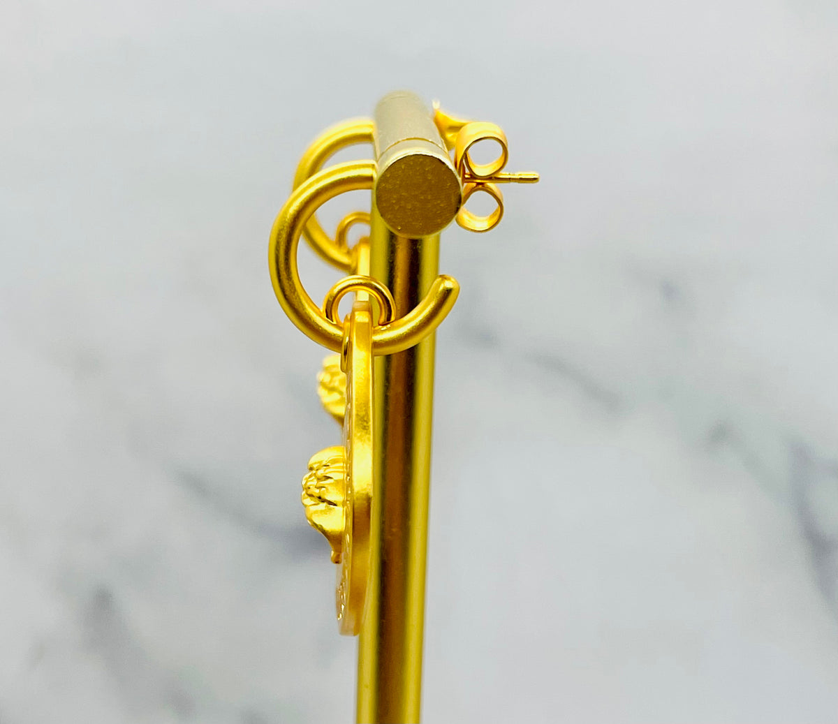 VERSACE Medusa Gold Tone Guitar Pick Pendant Earring - Pre-Owned — 3