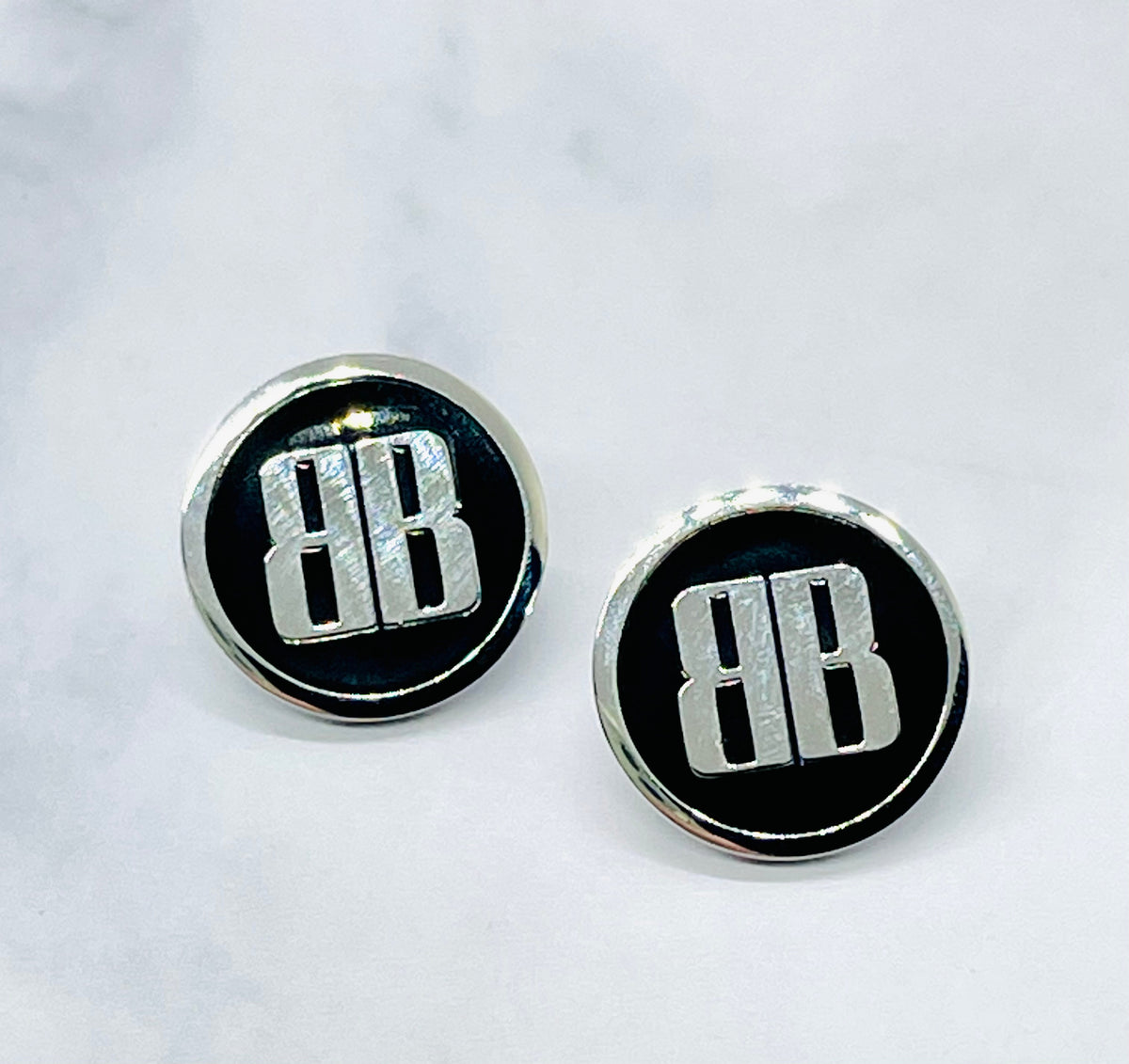 BALENCIAGA BB Enamel Black Button Earrings - Pre-Owned — 1