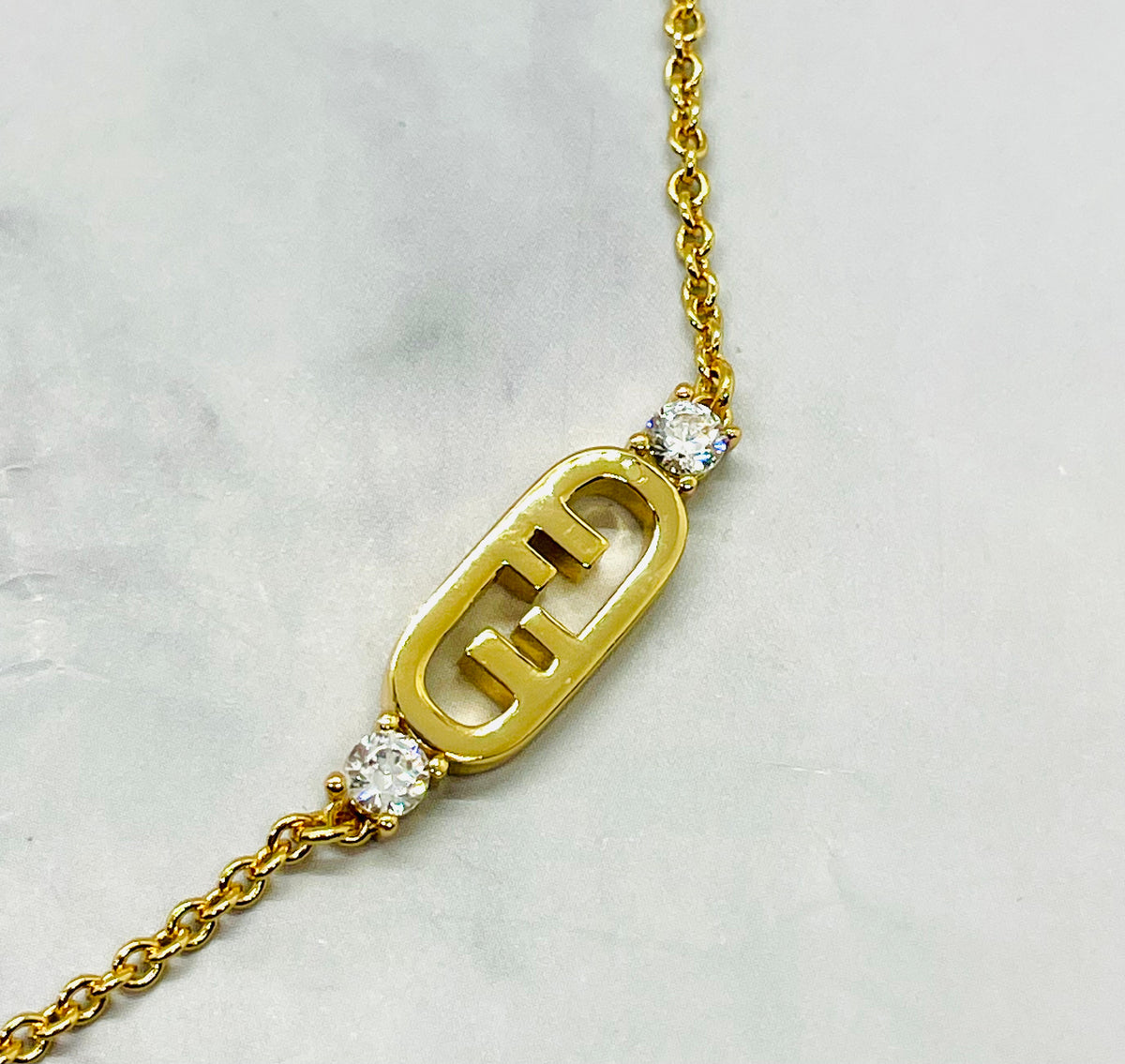 FENDI F Rhinestone Monogram Necklace - Pre-Owned — 4