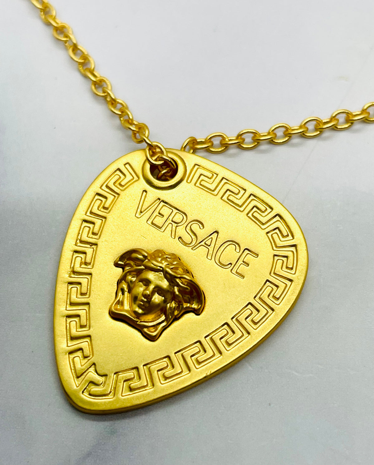 VERSACE Gold Tone Guitar Pick Chain Necklace - Pre-Owned — 3
