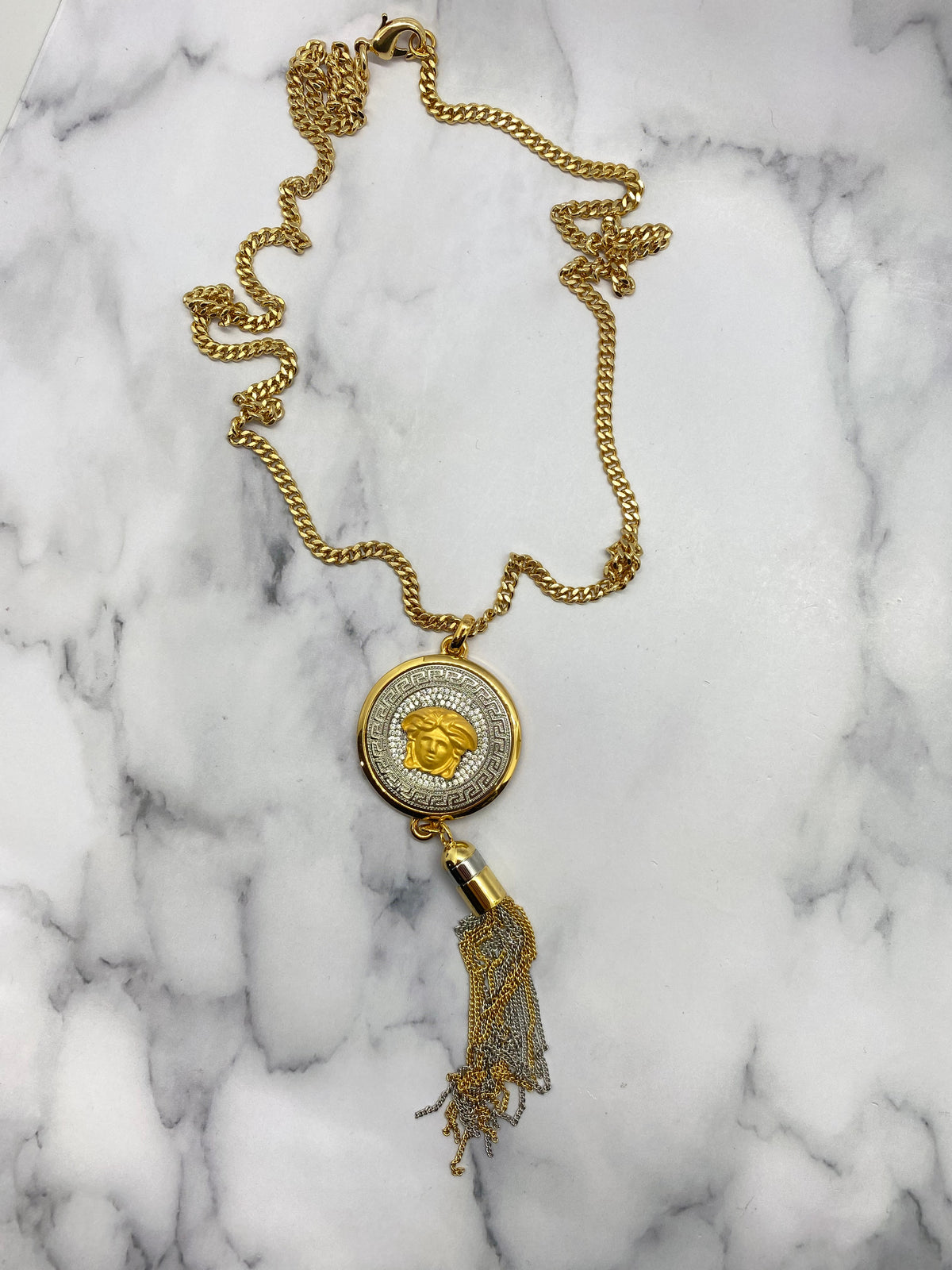 VERSACE Vintage Medusa Tassel Necklace - USED