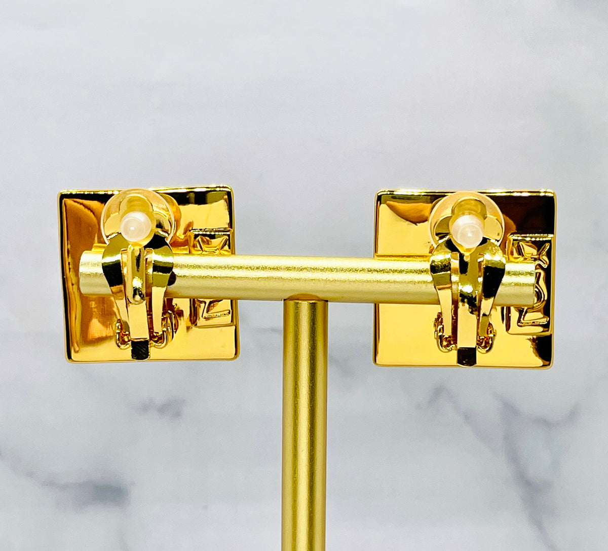 YSL YVES SAINT LAURENT Square Clip On Earrings - Pre-Owned — 2