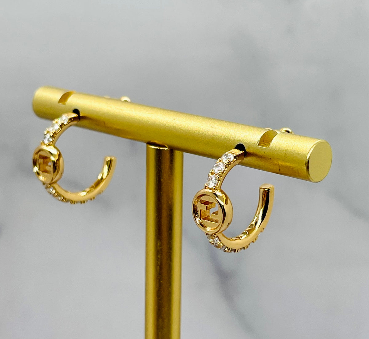 FENDI FF Rhinestone Hoop Earrings - Pre-Owned — 1