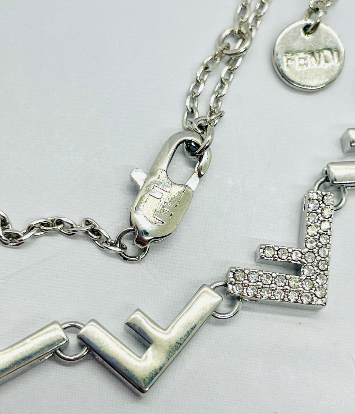 FENDI F Rhinestone Monogram Necklace - Pre-Owned — 4