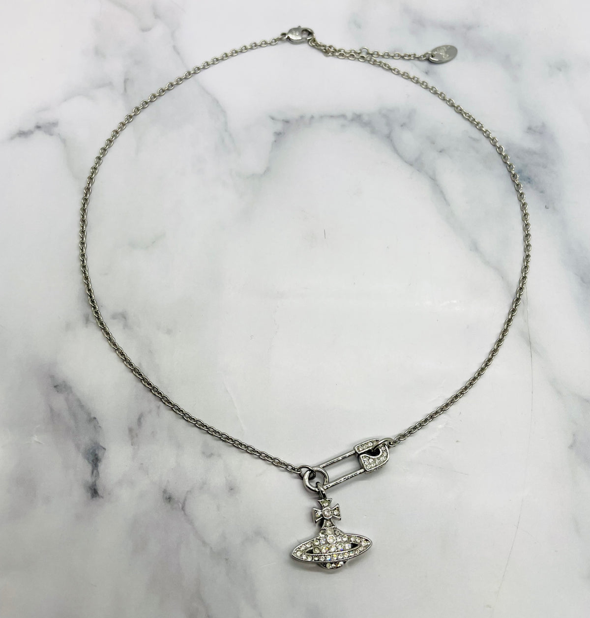 VIVIENNE WESTWOOD Rhinestone Safety Pin Orb Necklace - Pre-Owned — 6