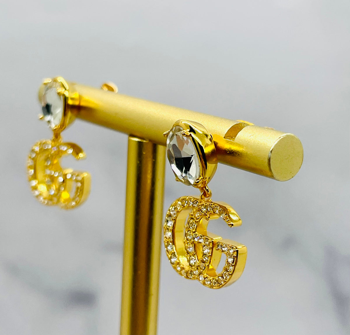 GUCCI GG Rhinestone Pendant Earrings - Pre-Owned — 4