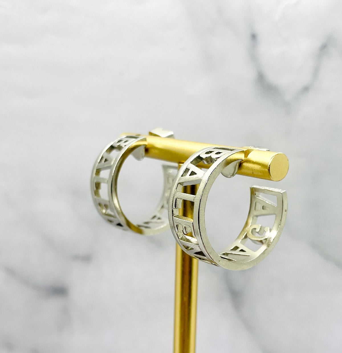 BALENCIAGA Silver Tone Hoop Earrings - Pre-Owned — 1