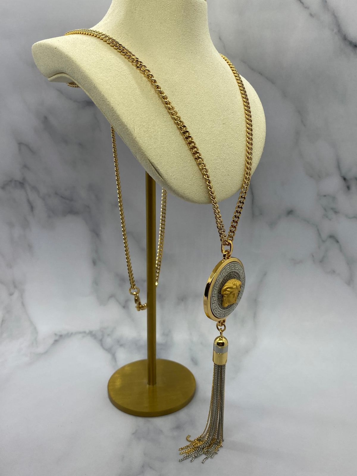 VERSACE Vintage Medusa Tassel Necklace - USED