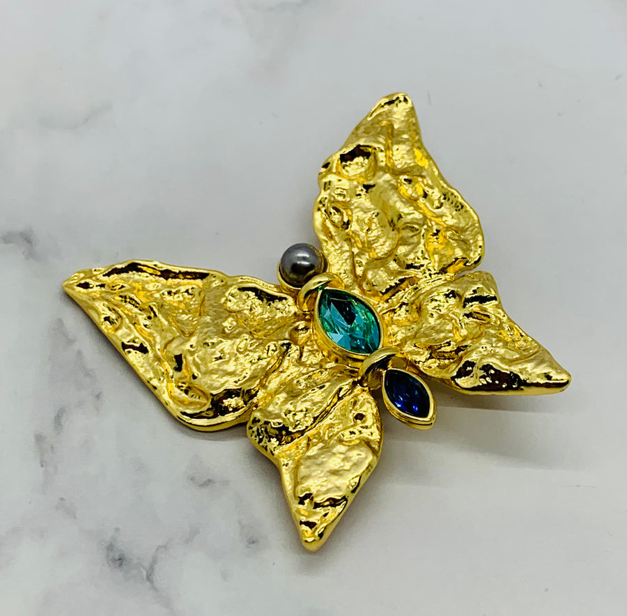 YSL YVES SAINT LAURENT Butterfly Statement Brooch Pin - Pre-Owned — 1