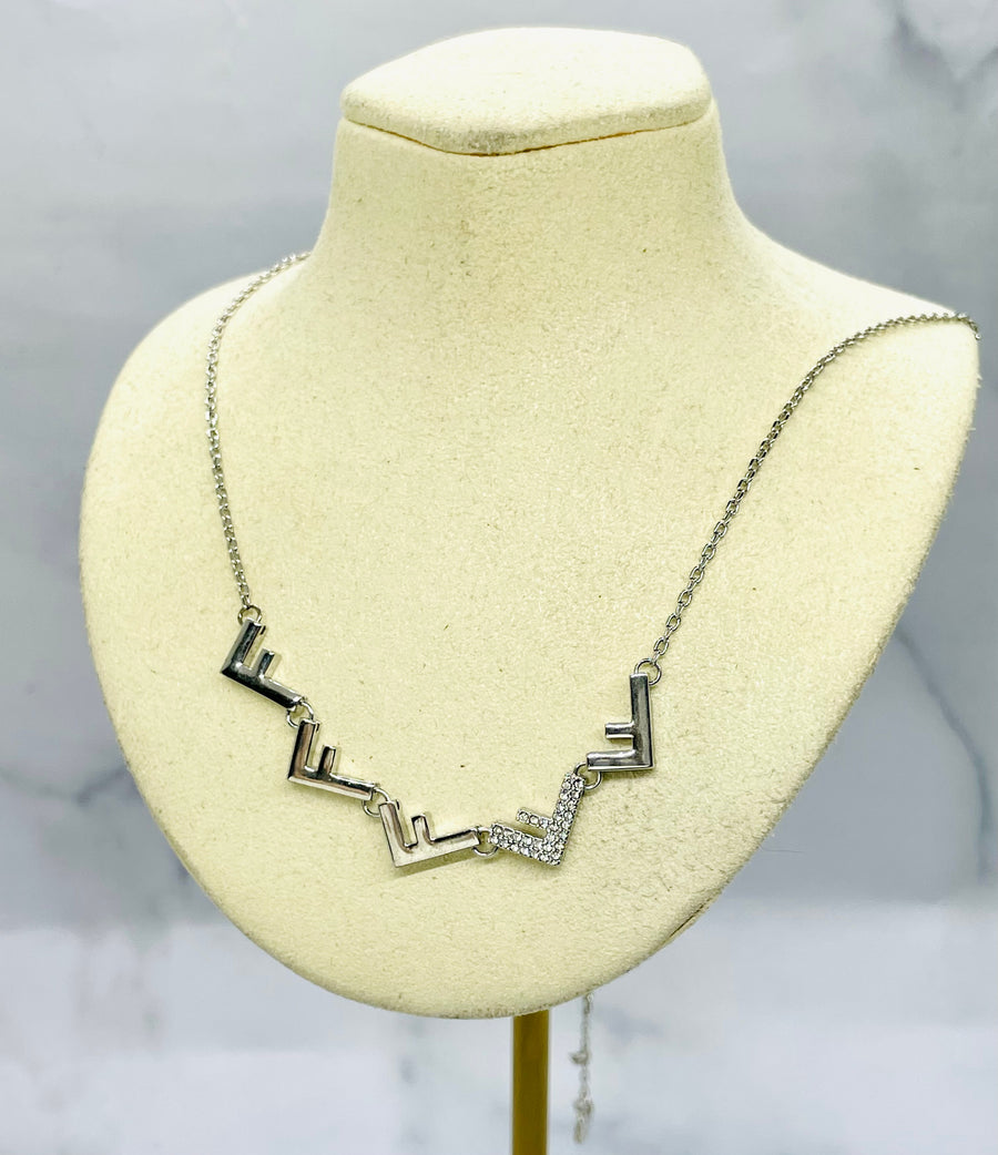 FENDI F Rhinestone Monogram Necklace - Pre-Owned — 1