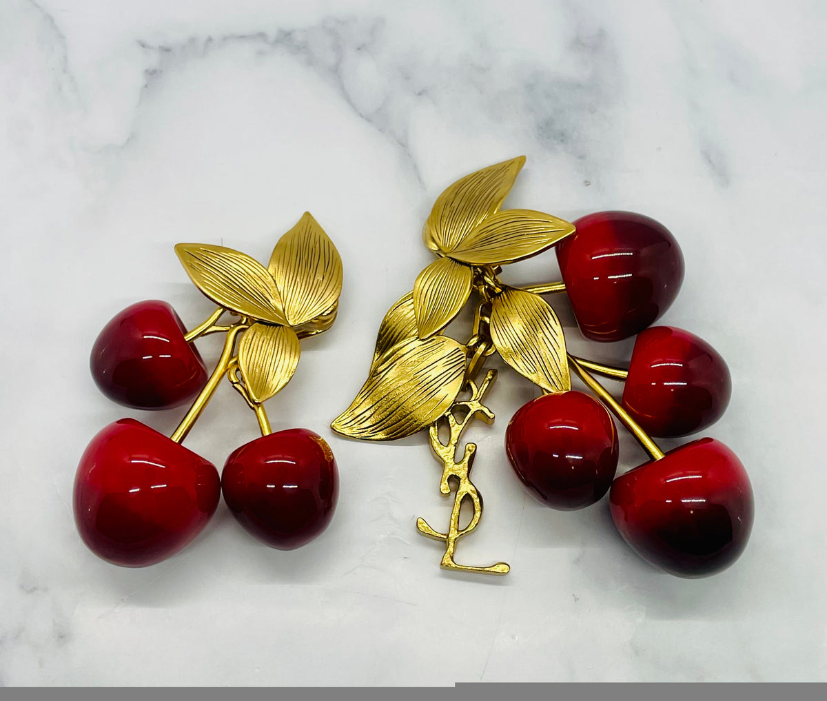 YSL YVES SAINT LAURENT Cherry Statement Clip-On Earrings - Pre-Owned / MK6405