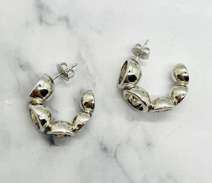 BOTTEGA VENETA Silver Bubble Hoop Earrings - Pre-Owned / MJ6384 — 1