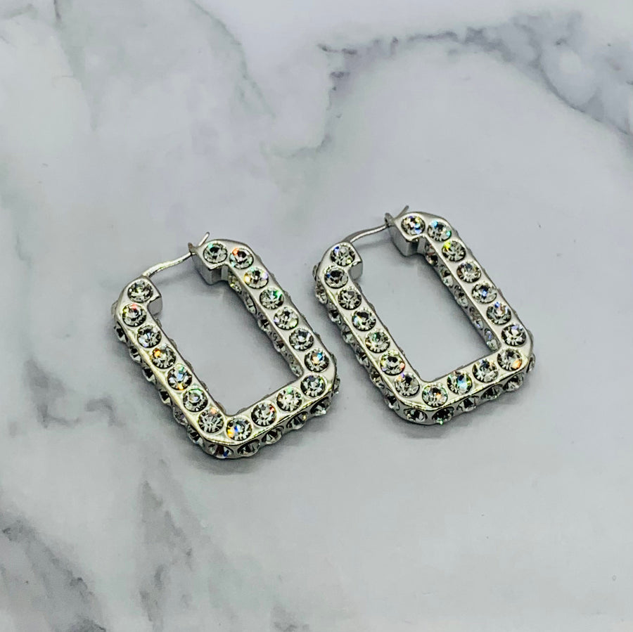 AMINA MUADDI Rhinestone Hoop Earrings - Pre-Owned — 1