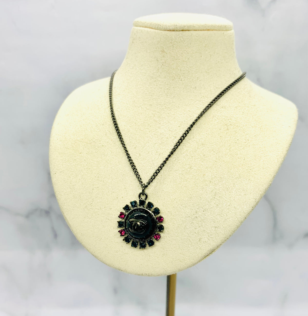 CHANEL CC Dark Rhinestone Charm Necklace - Pre-Owned — 3