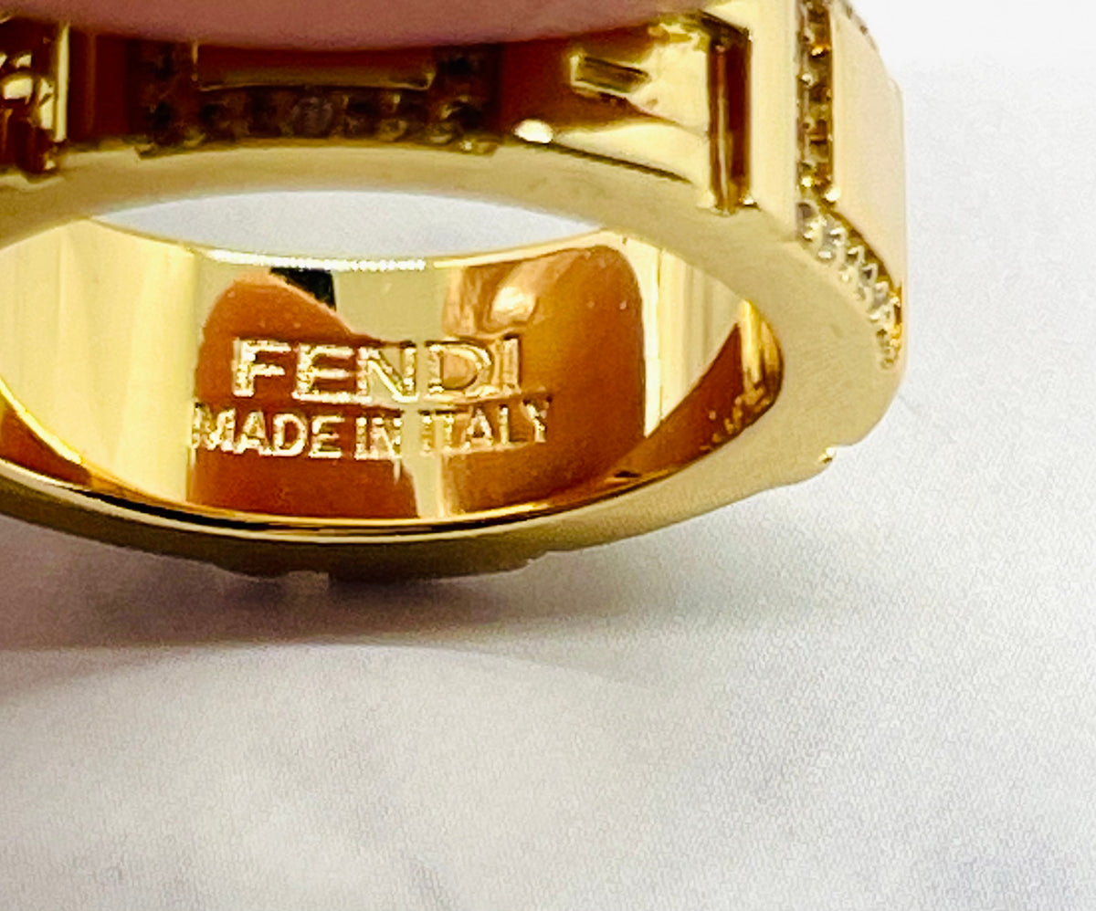 FENDI FF Rhinestone Monogram Ring Size 7 M - Pre-Owned — 3