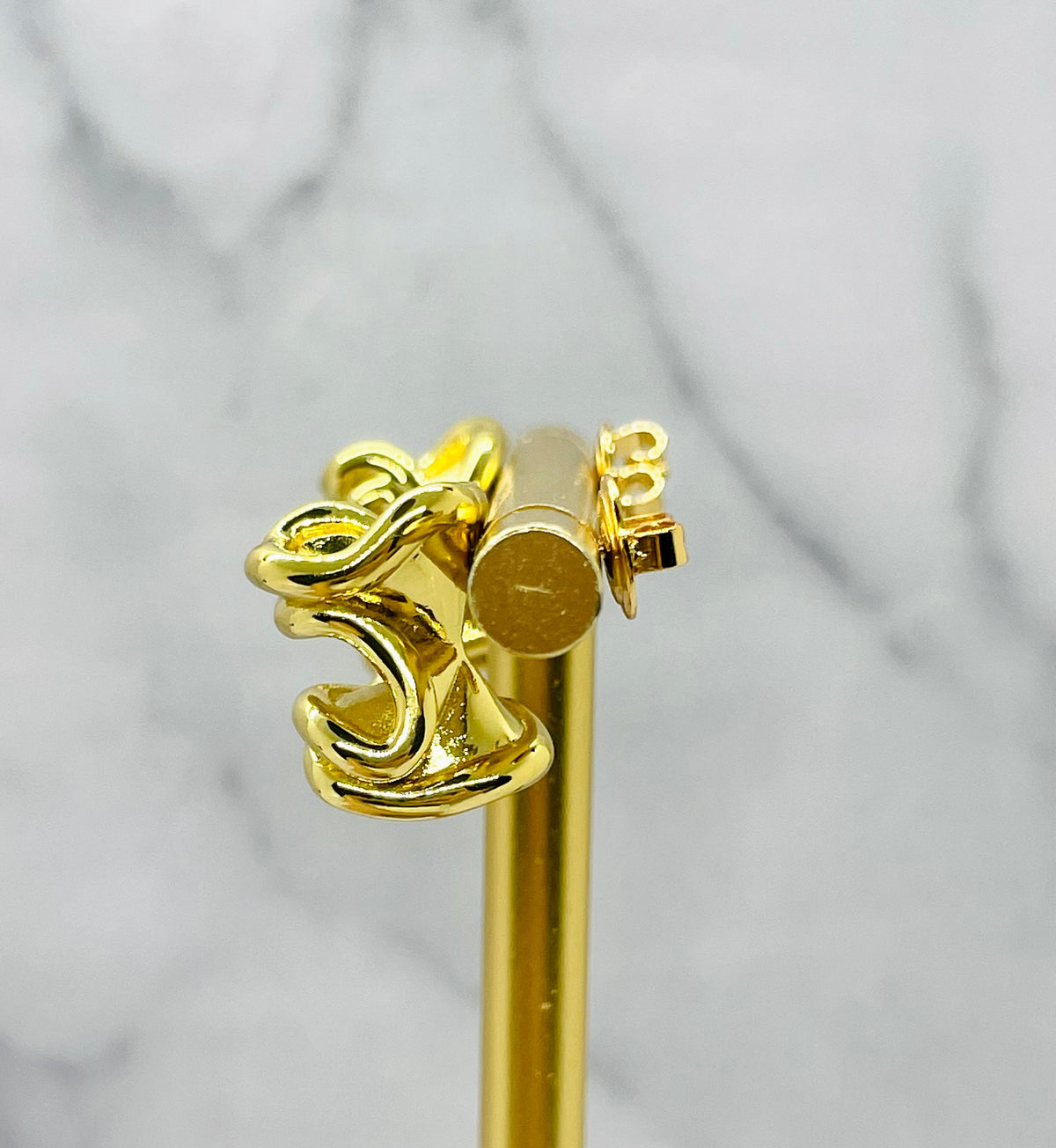BOTTEGA VENETA Sculpted Gold Tone Earrings - Pre-Owned — 3