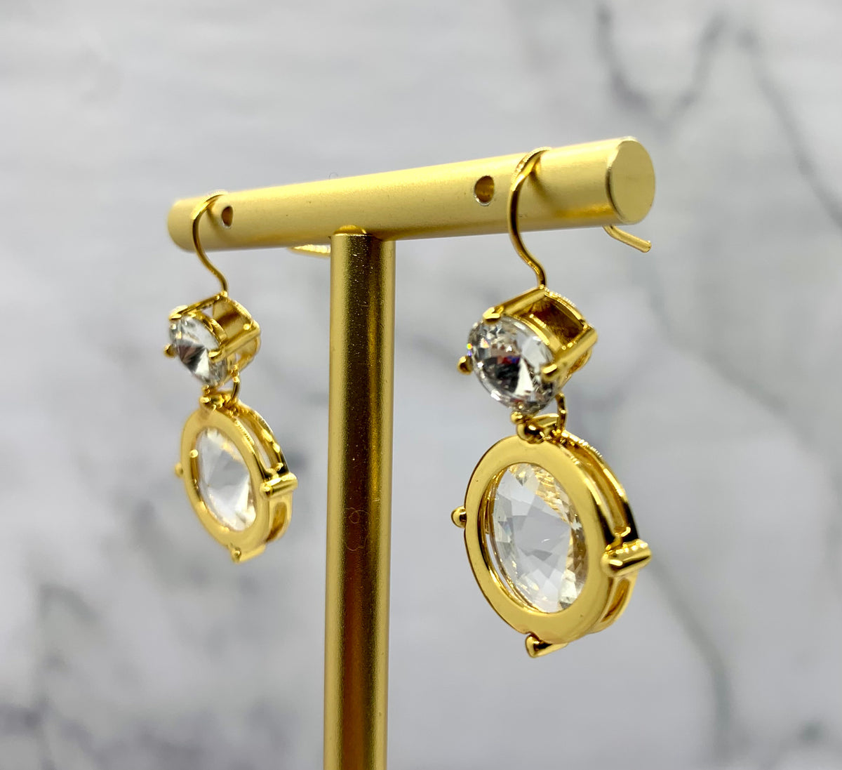 MIU MIU Rhinestone Gold Pendant Earrings - Pre-Owned — 7