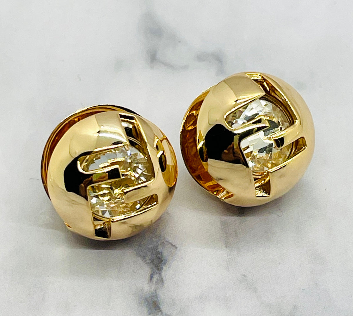 FENDI FF Sphere Rhinestone Earrings - Pre-Owned