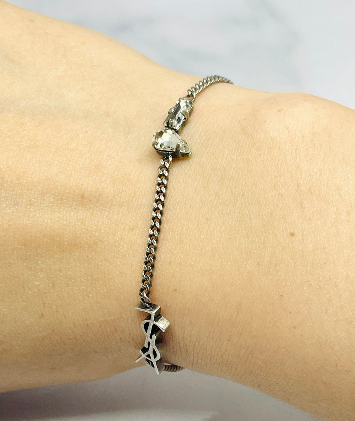 YSL YVES SAINT LAURENT Pewter Rhinestone Bracelet - Pre-Owned — 2