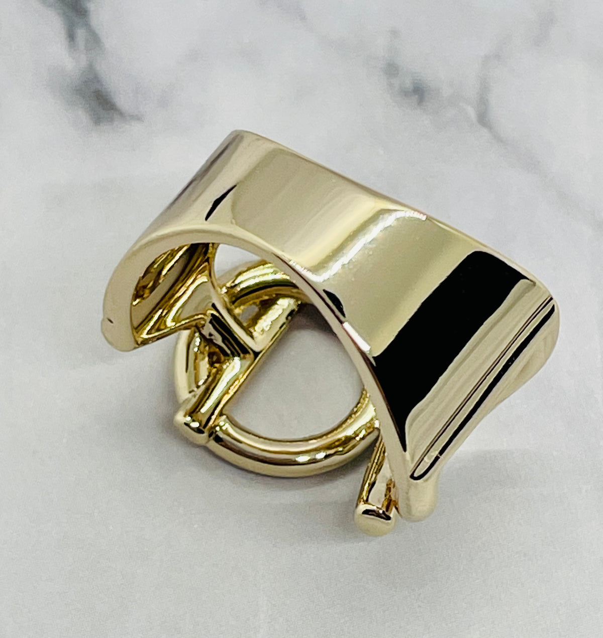 CHRISTIAN DIOR Silver Tone Monogram Ring Size 6 - Pre-Owned — 2