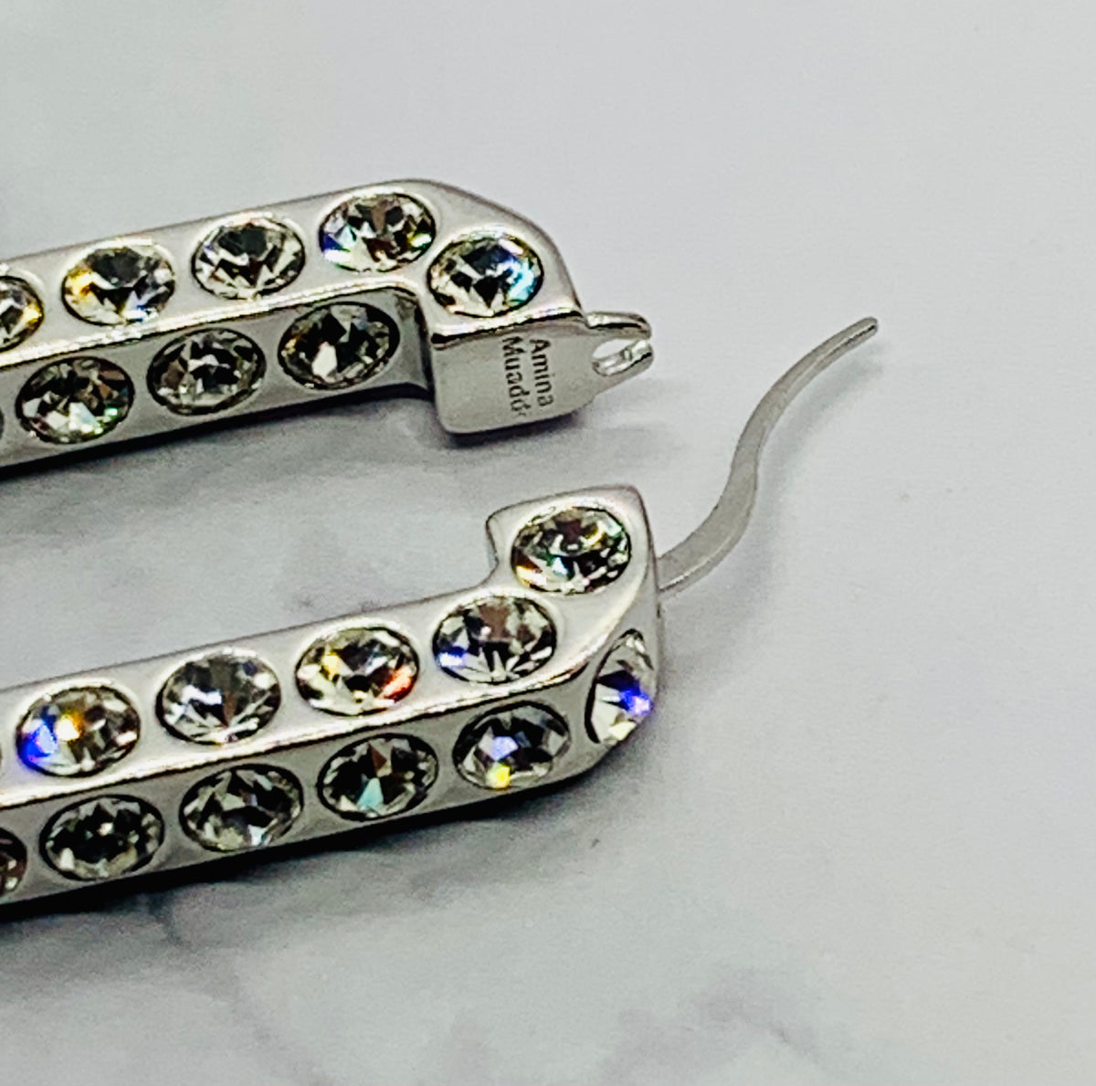 AMINA MUADDI Rhinestone Hoop Earrings - Pre-Owned — 2