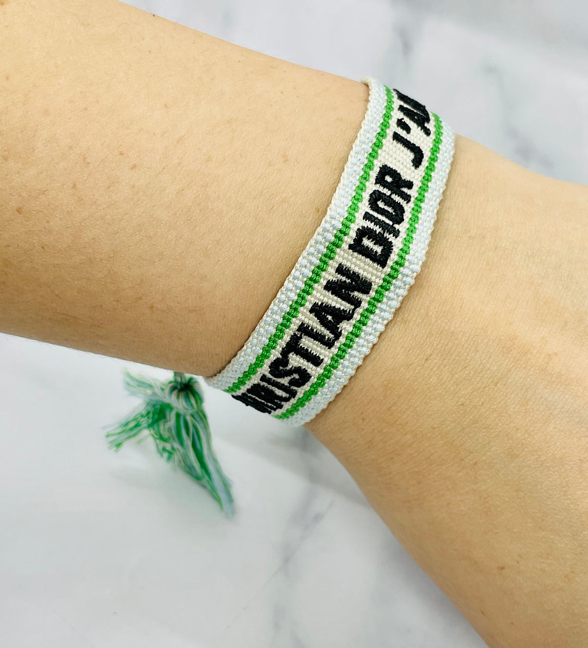 DIOR J'Adore Green & Blue Friendship Bracelet - Pre-Owned