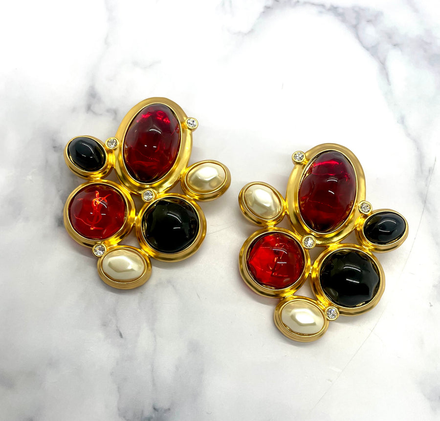 YSL YVES SAINT LAURENT Clip On Statement Earrings - Pre-Owned — 1