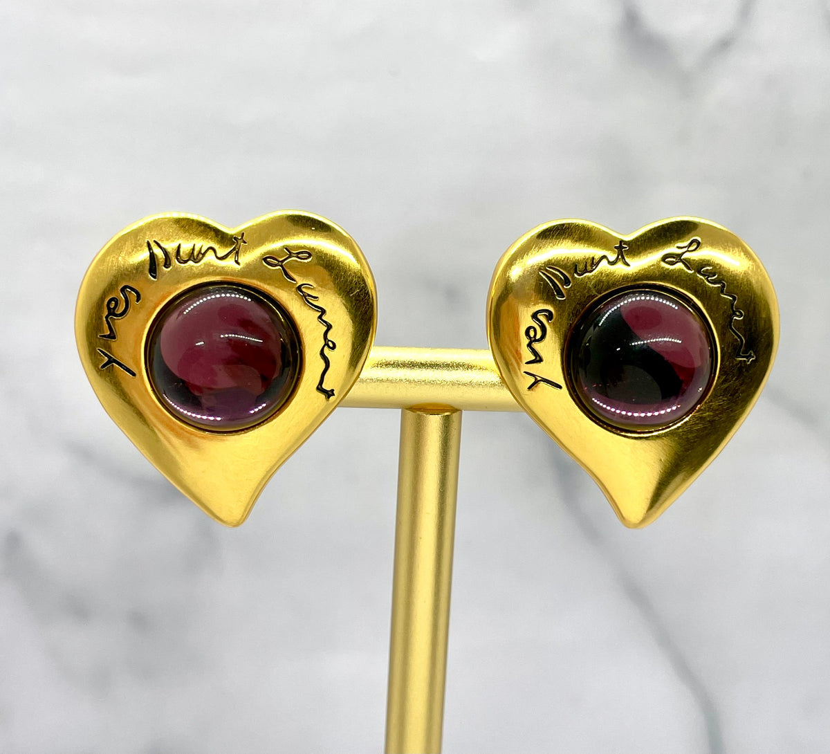 YVES SAINT LAURENT YSL Vintage Heart Clip On Earrings - Pre-Owned — 4