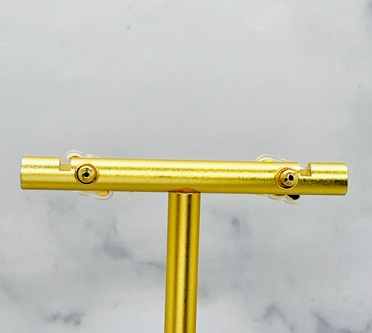 CELINE Triomphe Monogram Acrylic Gold Tone Earrings - Pre-Owned — 2