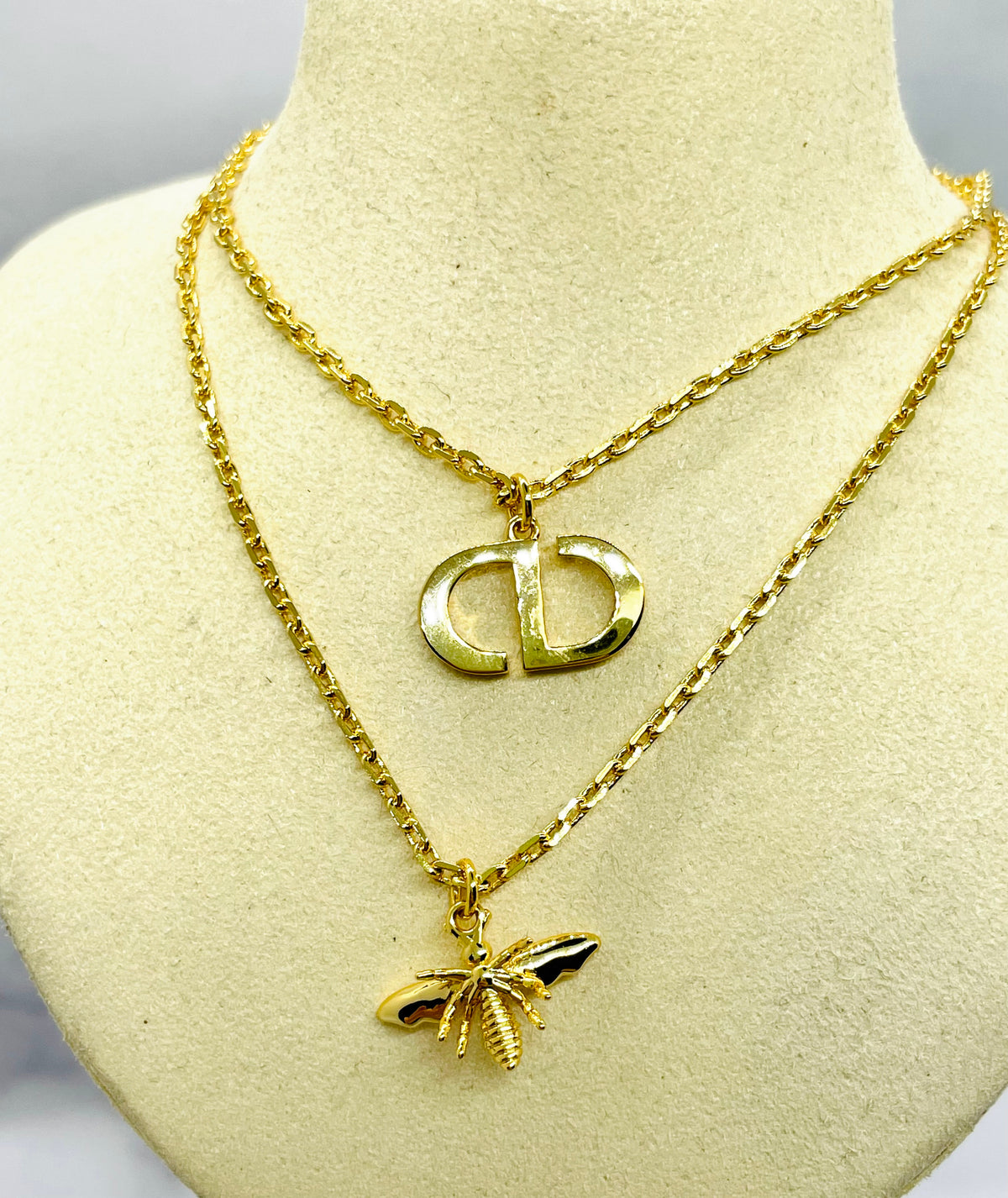 CHRISTIAN DIOR CD Rhinestone Double Strand Necklace - Pre-Owned — 3