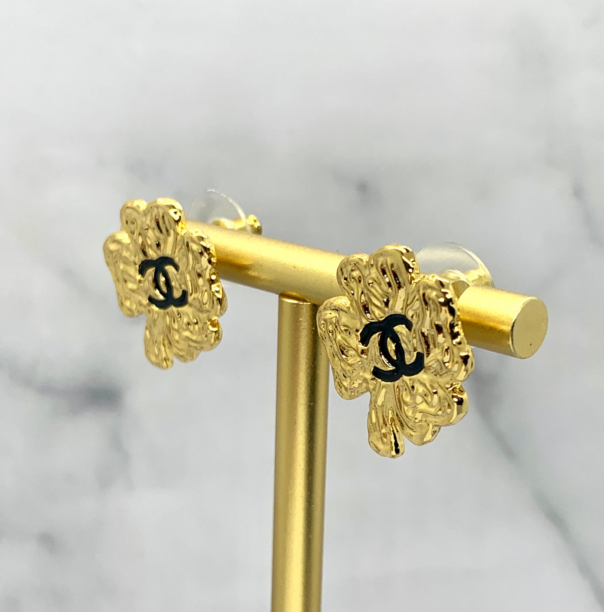 CHANEL CC Gold Tone Lucky Clover Earrings - Pre-Owned — 4
