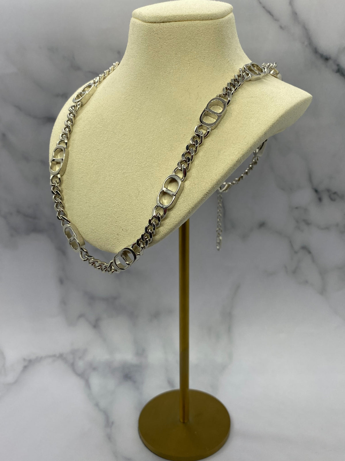 CHRISTIAN DIOR CD UNISEX Silver Tone Chain Necklace - Pre-Owned — 4
