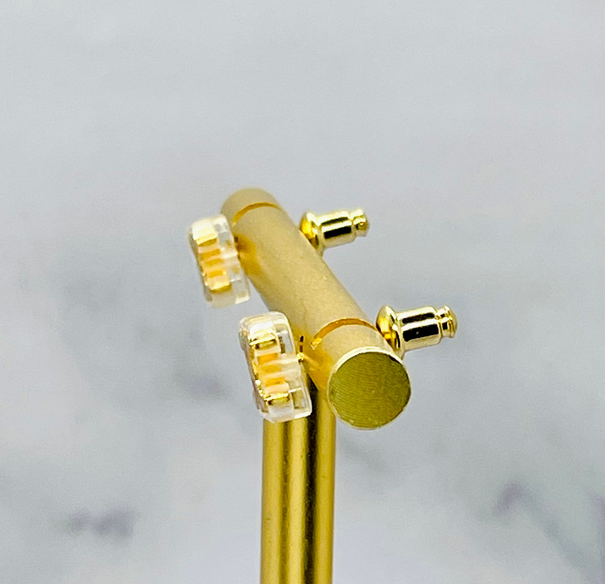 CELINE Triomphe Monogram Acrylic Gold Tone Earrings - Pre-Owned — 3