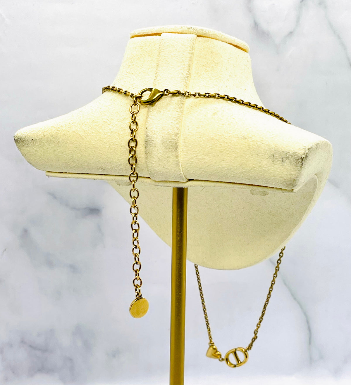 CHRISTIAN DIOR CD Brass Tone Heart Necklace - Pre-Owned — 3