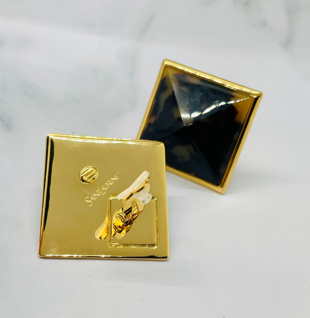 YSL YVES SAINT LAURENT Tortoise Clip On Earrings - Pre-Owned — 6