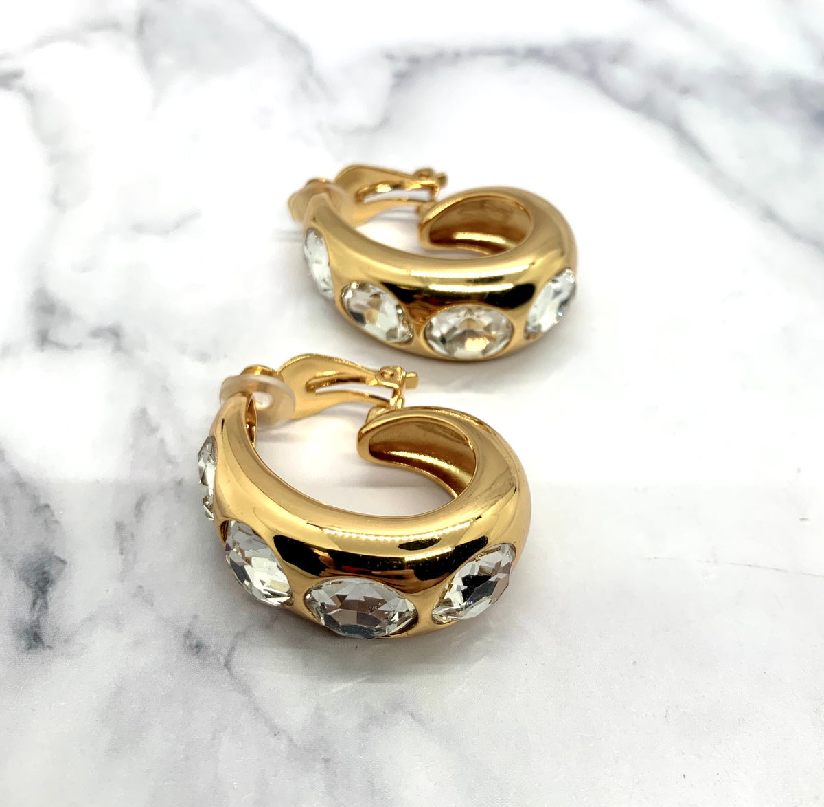 GOOSSENS Paris Rhinestone Clip On Hoop Earrings - Pre-Owned — 4