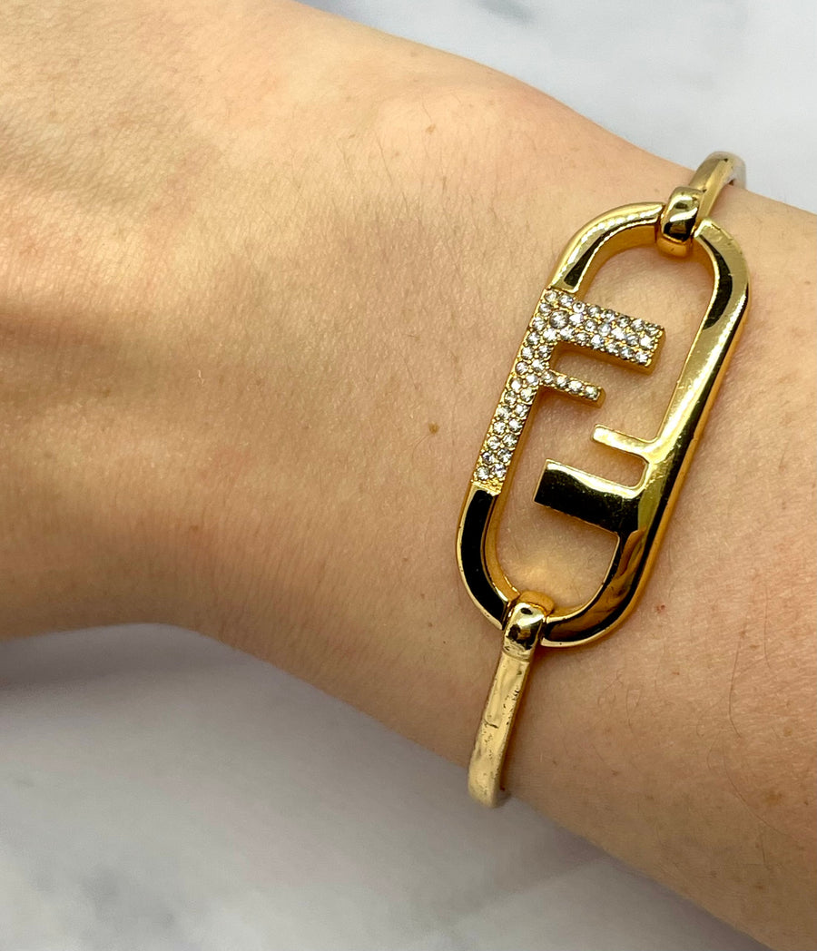 FENDI FF Rhinestone Monogram Bracelet - Pre-Owned — 1