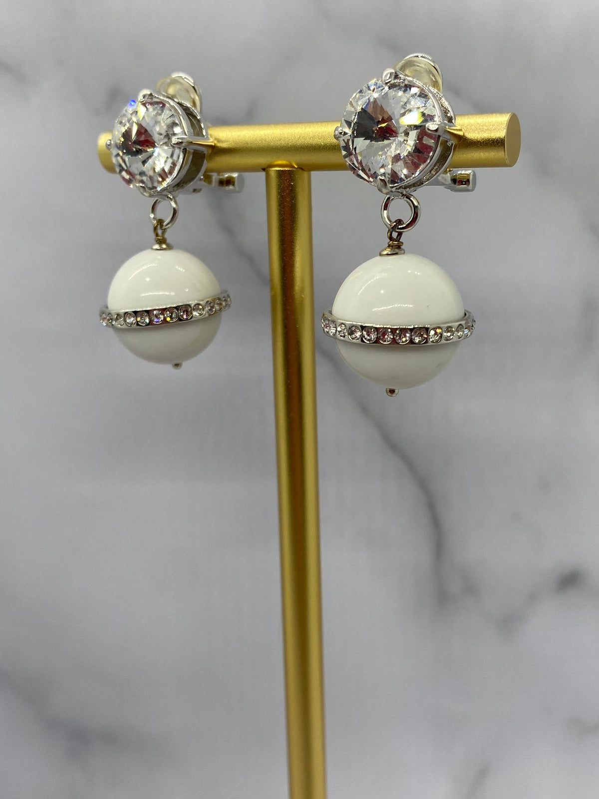 MIU MIU White Orb Pendant Earrings - Pre-Owned — 3