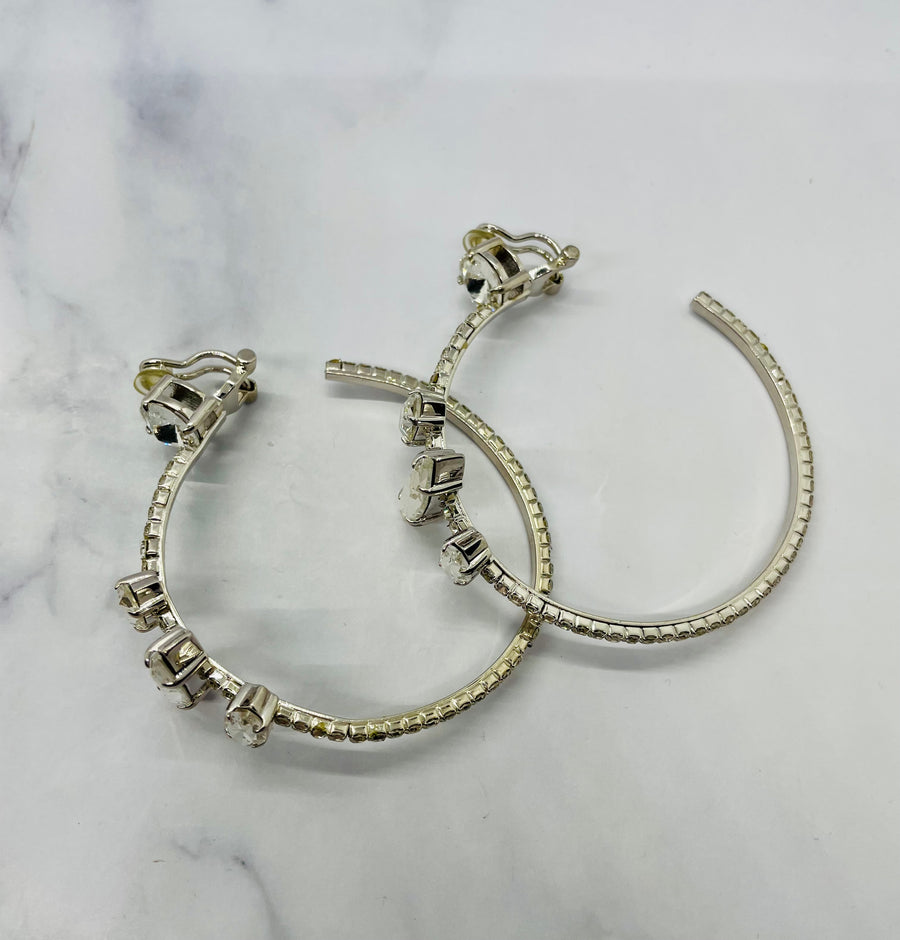 MIU MIU Rhinestone Hoop Earrings Missing Two Stones - Pre-Owned / MA5969 — 1