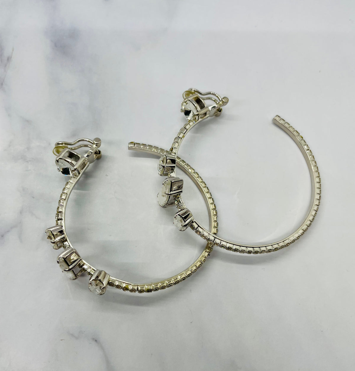 MIU MIU Rhinestone Hoop Earrings Missing Two Stones - Pre-Owned / MA5969 — 1