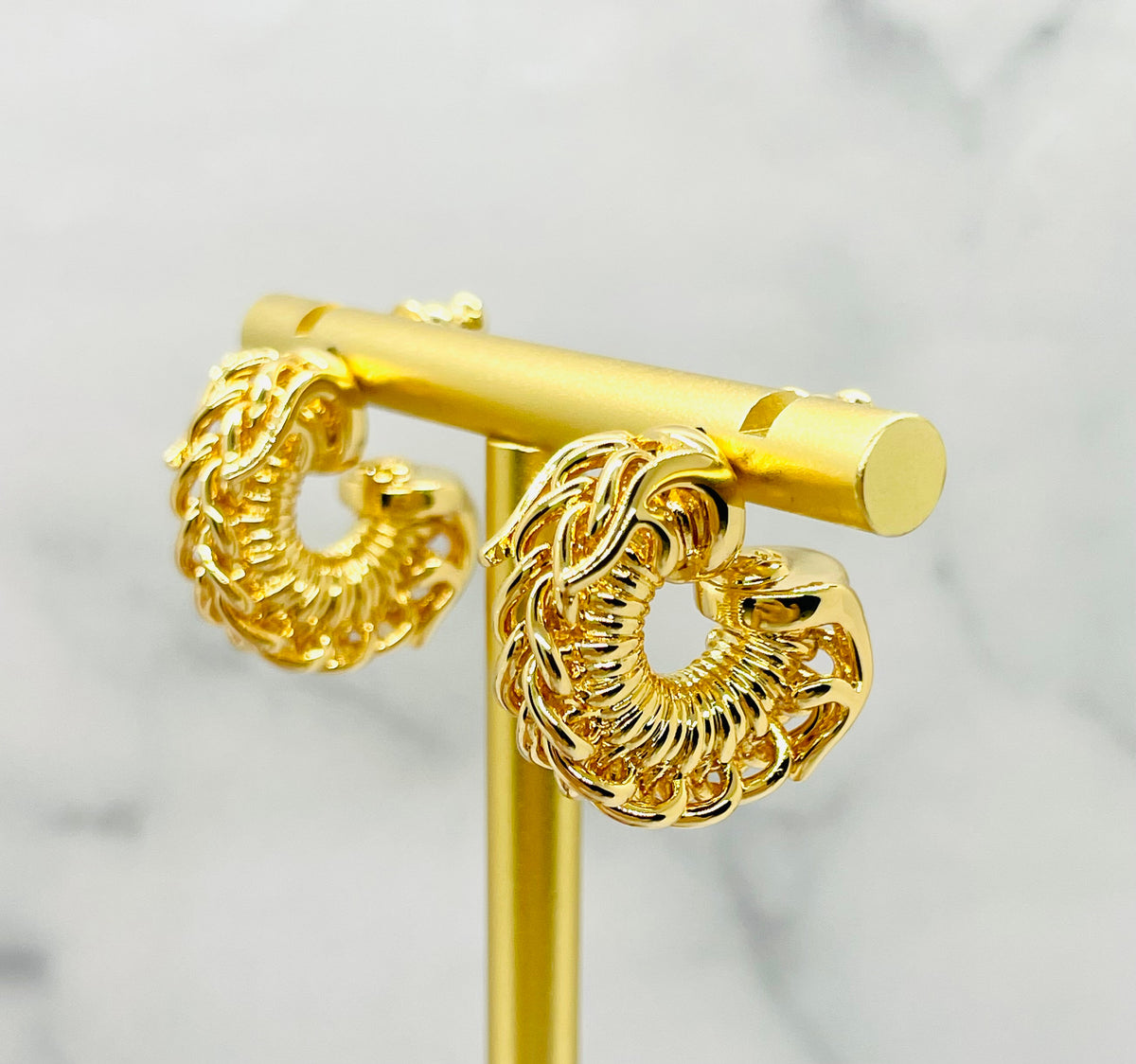 FENDI Filo Gold Tone Hoop Earrings - Pre-Owned — 1