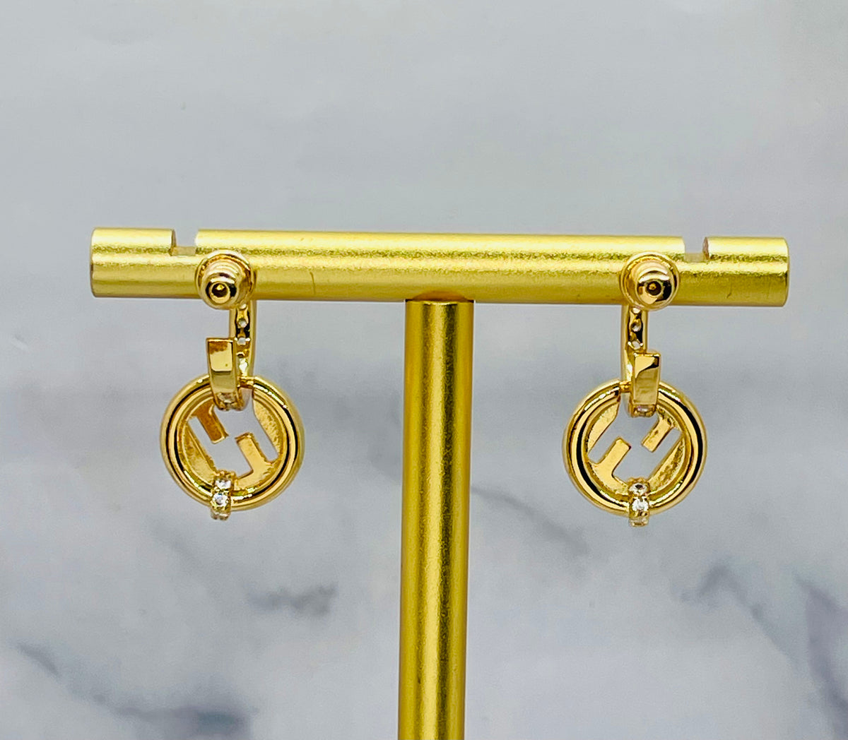 FENDI FF Rhinestone Hoop Earrings - Pre-Owned — 3