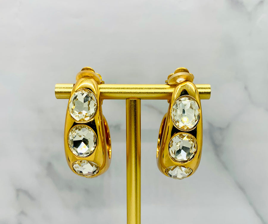 GOOSSENS Paris Rhinestone Clip On Hoop Earrings - Pre-Owned — 1