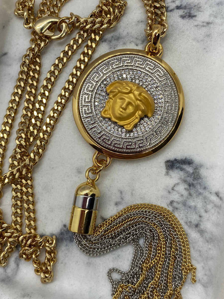 VERSACE Vintage Medusa Tassel Necklace - USED