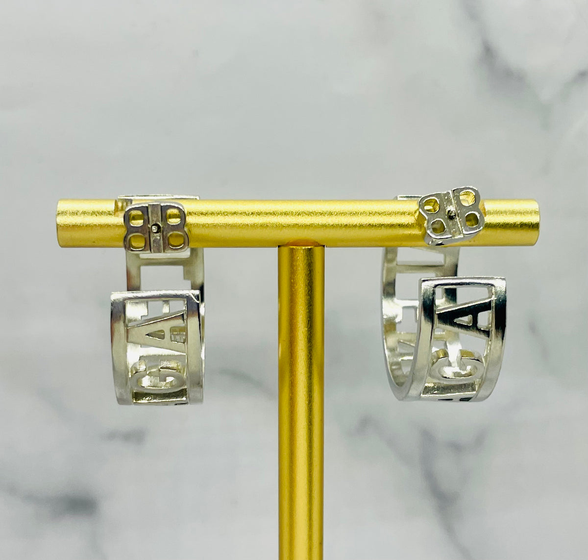 BALENCIAGA Silver Tone Hoop Earrings - Pre-Owned — 2