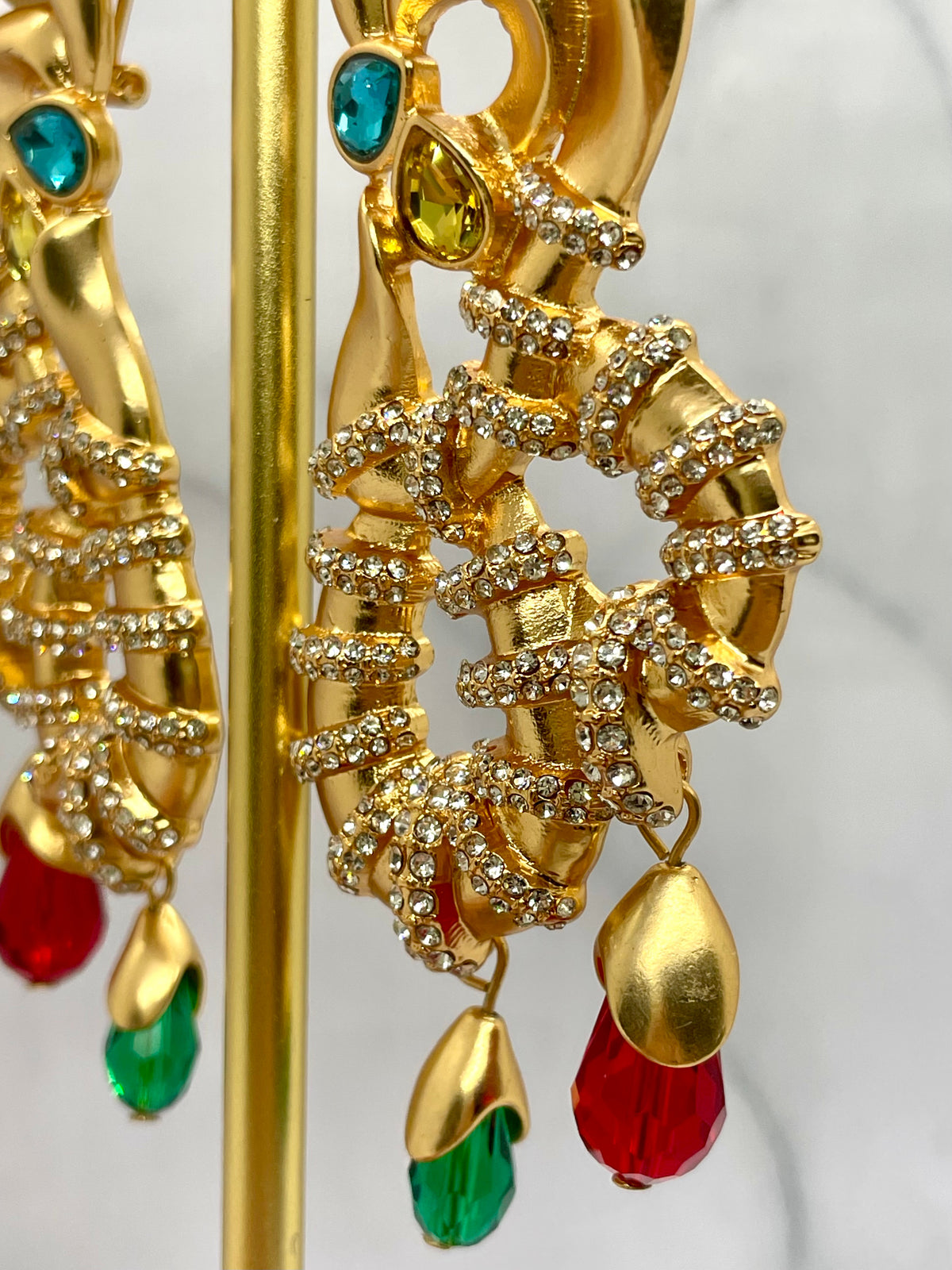 SCHIAPARELLI Statement Rhinestone Pendant Earrings - Pre-Owned — 4