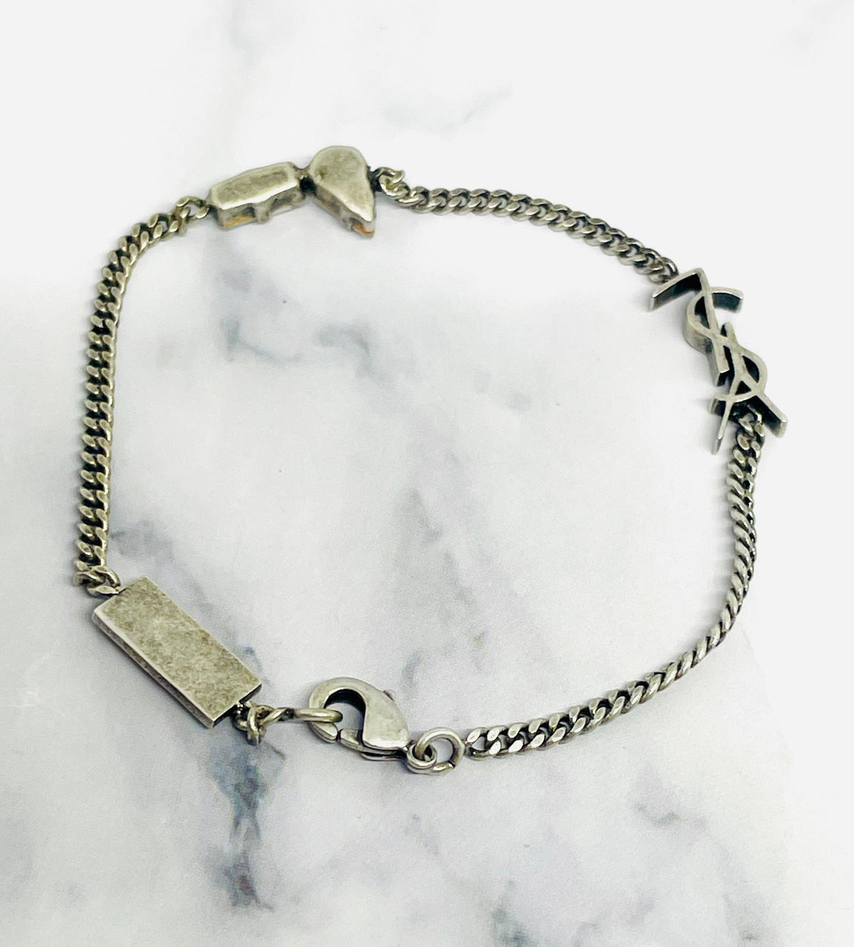 YSL YVES SAINT LAURENT Pewter Rhinestone Bracelet - Pre-Owned — 4