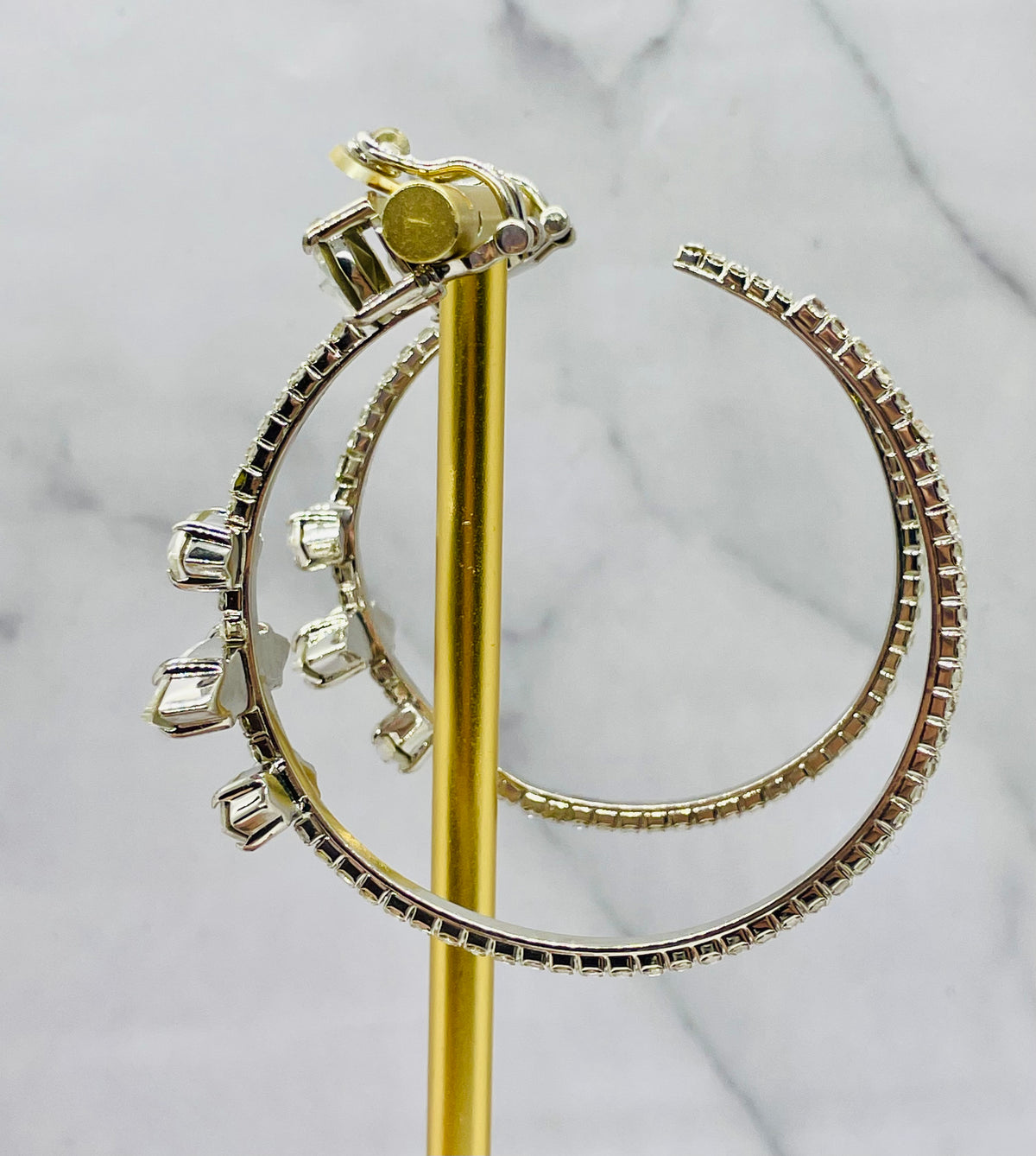 MIU MIU Rhinestone Hoop Earrings Missing Two Stones - Pre-Owned / MA5969 — 4