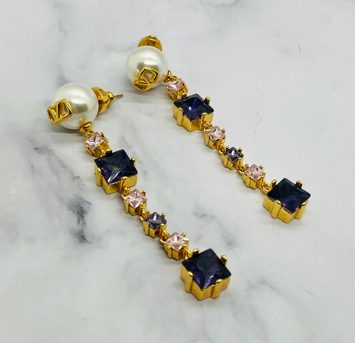 VALENTINO Pearl & Rhinestone Pendant Earrings - Pre-Owned — 4