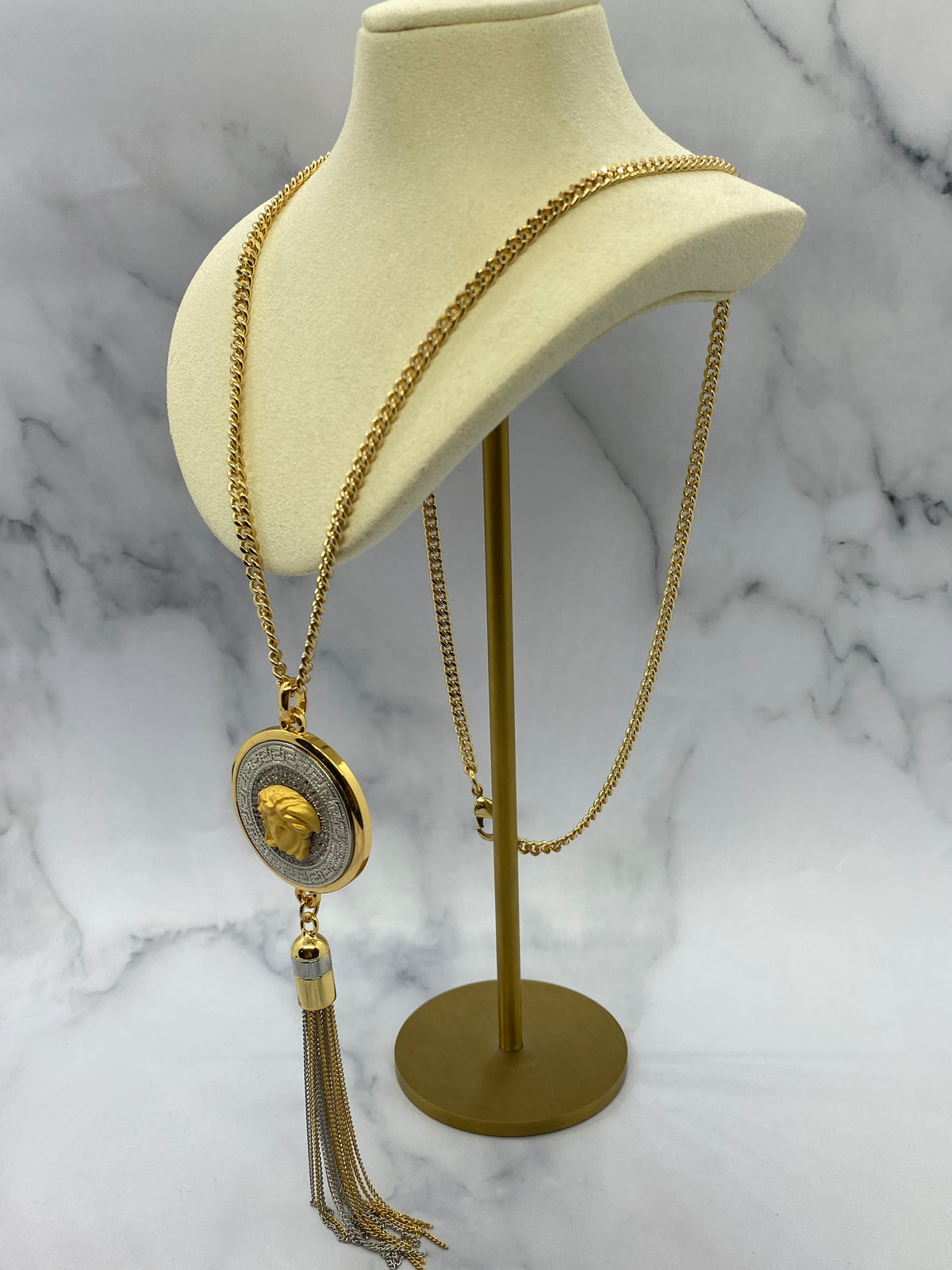 VERSACE Vintage Medusa Tassel Necklace - USED